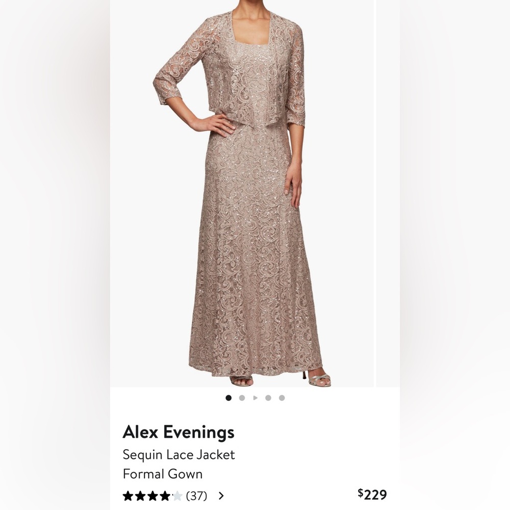 Alex Evenings Sequin Lace Jacket Formal Gown - Picture 3 of 10